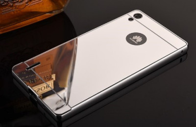 Други Бъмпъри за телефони Луксозен алуминиев бъмпър с огледален гръб за Huawei Ascend P7 сребрист